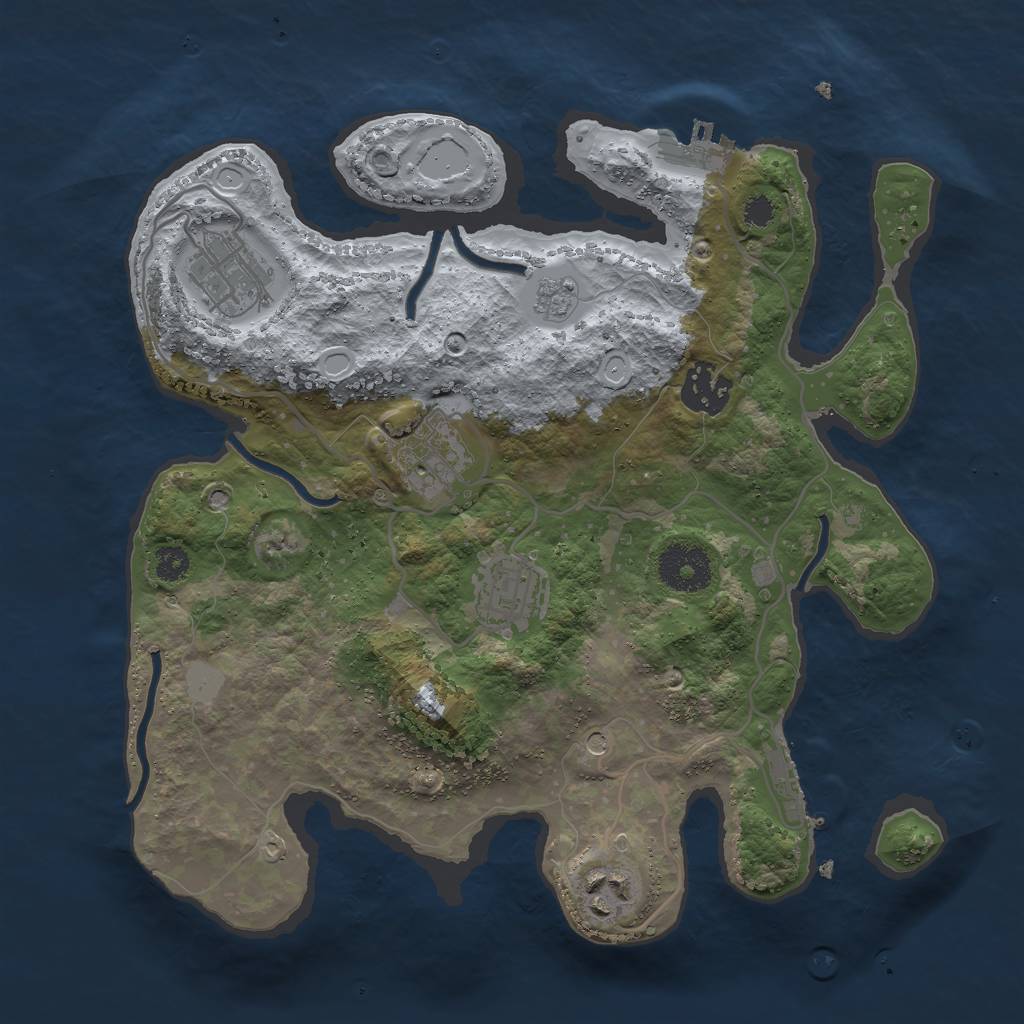 Rust Map: Procedural Map, Size: 3000, Seed: 2105661530, 14 Monuments
