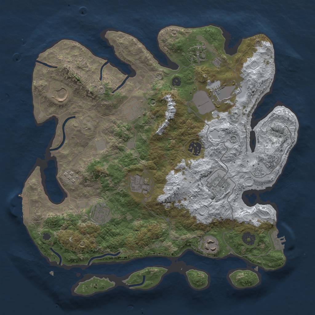 Rust Map: Procedural Map, Size: 3500, Seed: 537226178, 19 Monuments