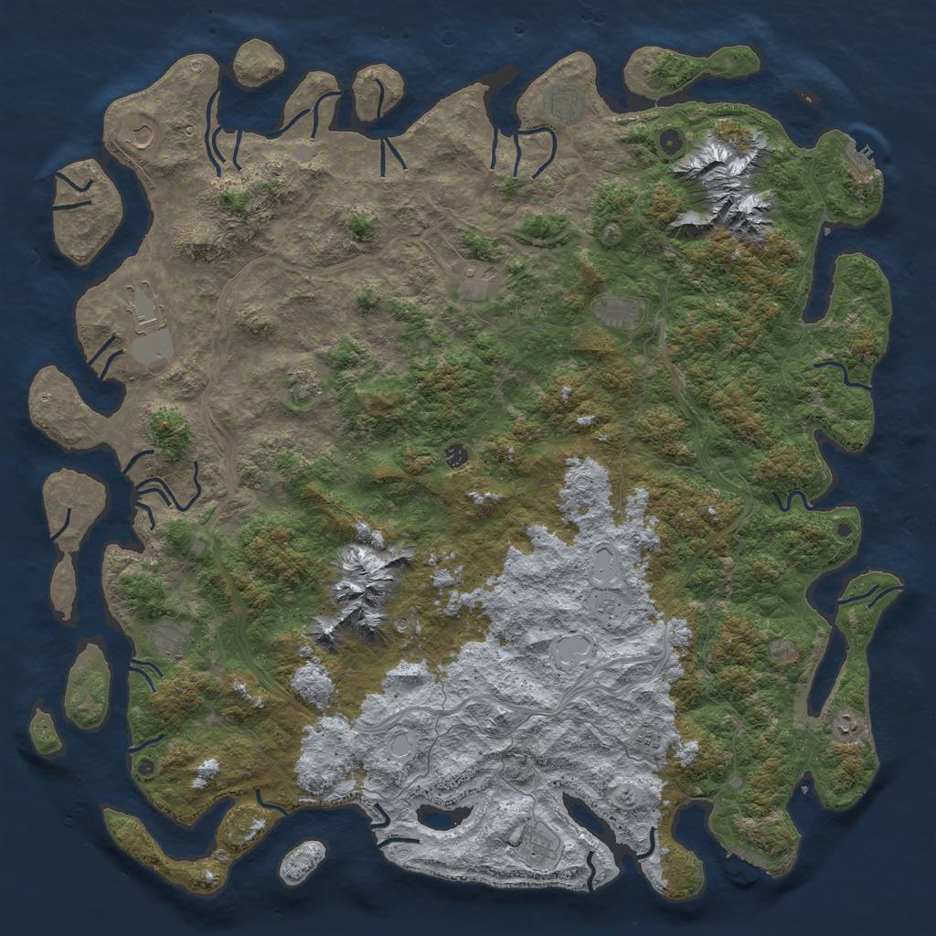 Rust Map: Procedural Map, Size: 6000, Seed: 106491459, 18 Monuments