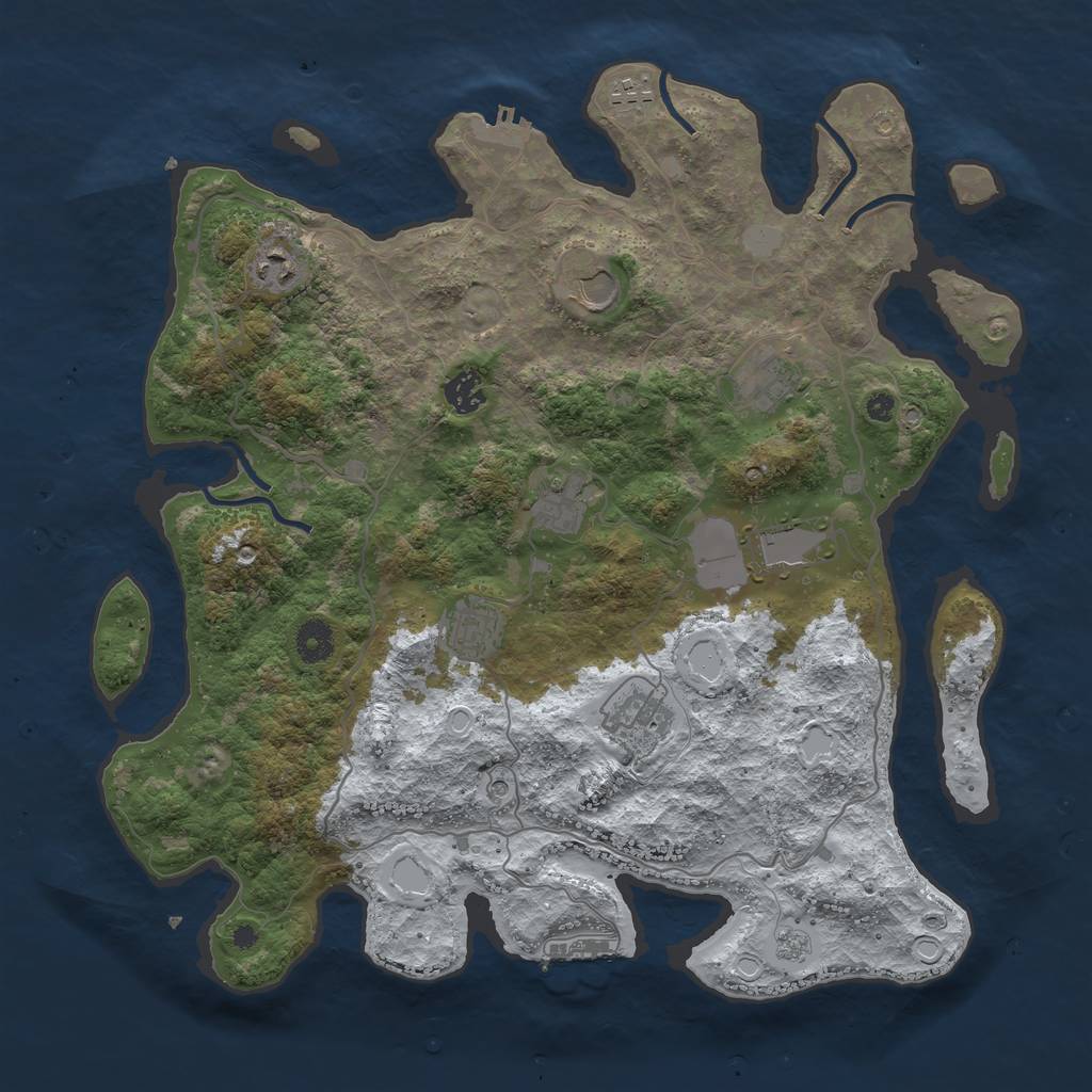 Rust Map: Procedural Map, Size: 4000, Seed: 961732706, 18 Monuments