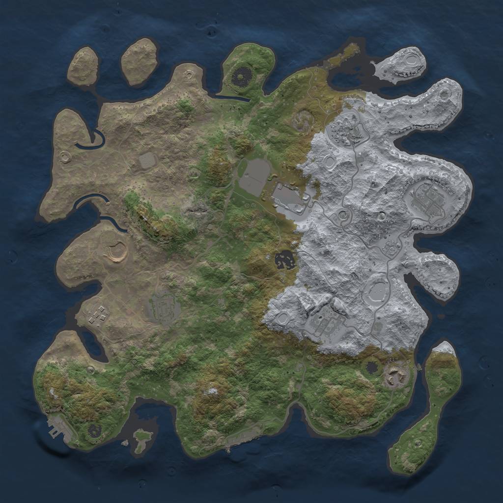 Rust Map: Procedural Map, Size: 3700, Seed: 82158120, 18 Monuments