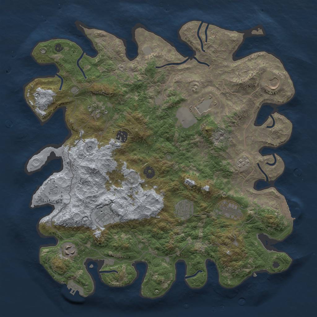 Rust Map: Procedural Map, Size: 4000, Seed: 259425863, 18 Monuments