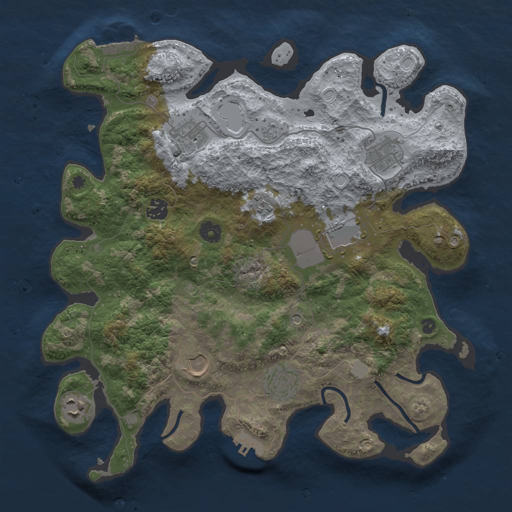 Rust Map: Procedural Map, Size: 3500, Seed: 7858, 17 Monuments