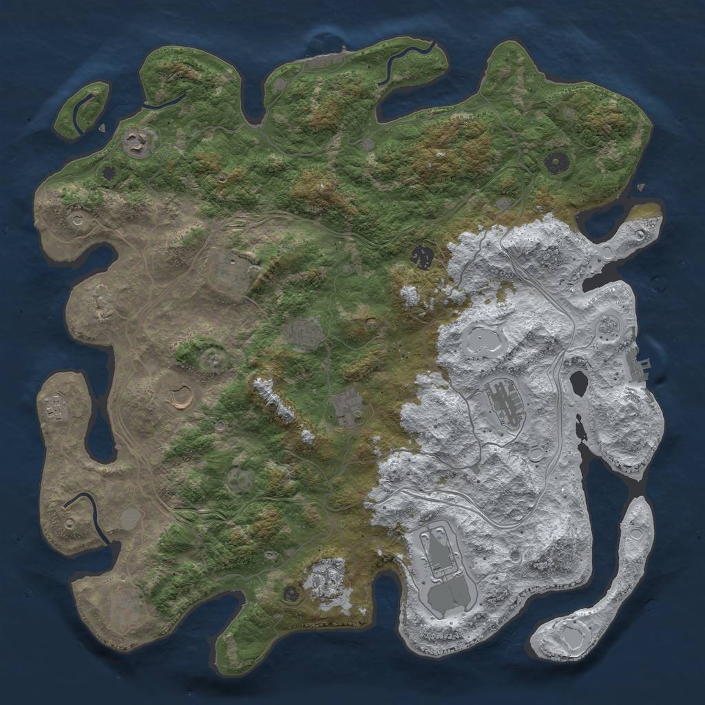 Rust Map: Procedural Map, Size: 4500, Seed: 1015682518, 20 Monuments