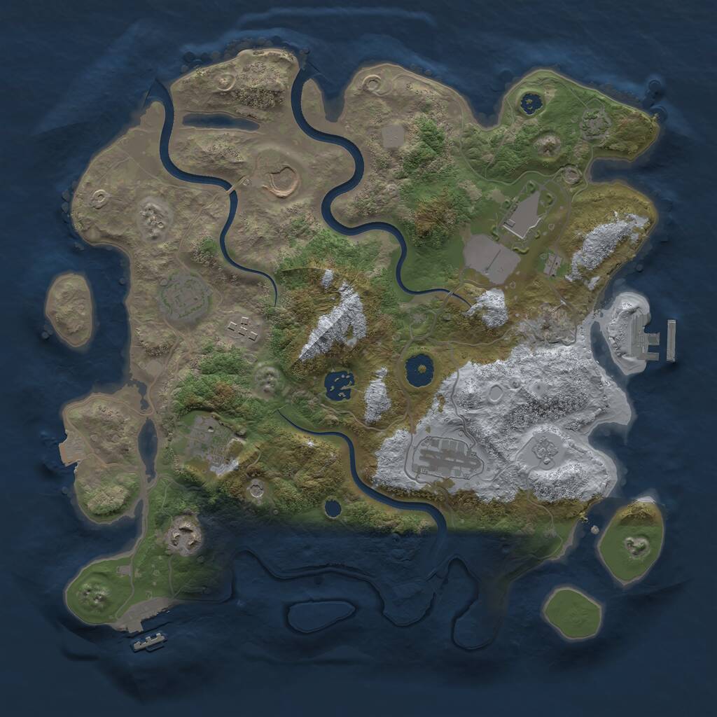 Rust Map: Procedural Map, Size: 3500, Seed: 606881768, 14 Monuments