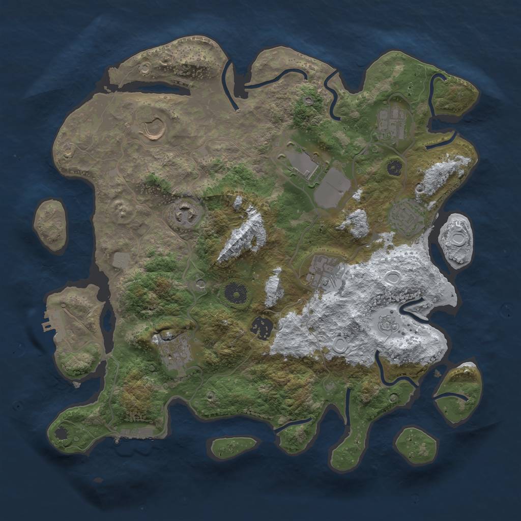 Rust Map: Procedural Map, Size: 3500, Seed: 606881768, 17 Monuments