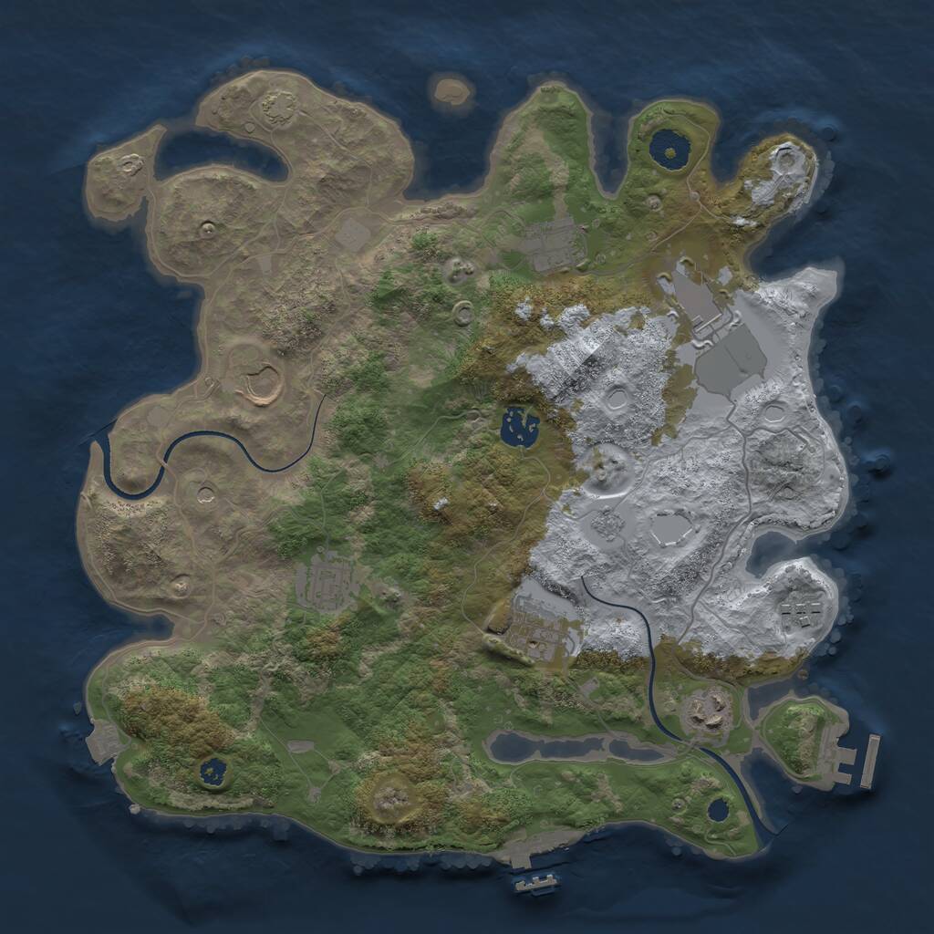 Rust Map: Procedural Map, Size: 3500, Seed: 1660940080, 14 Monuments