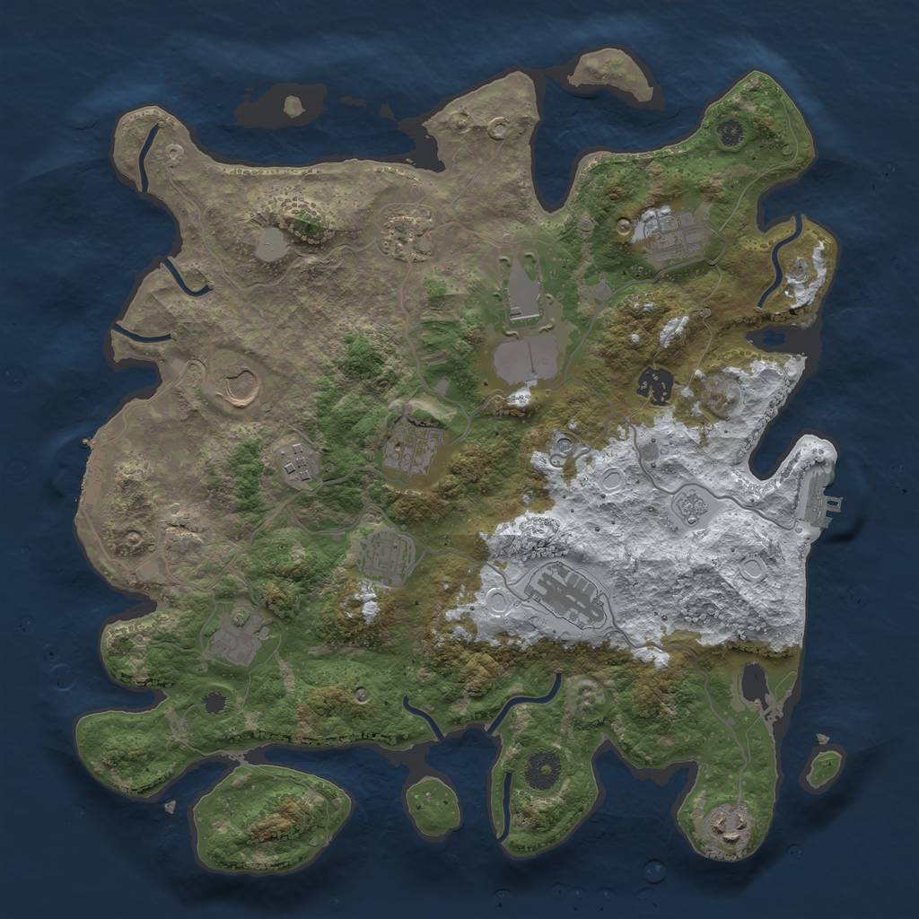 Rust Map: Procedural Map, Size: 3700, Seed: 1990805585, 20 Monuments