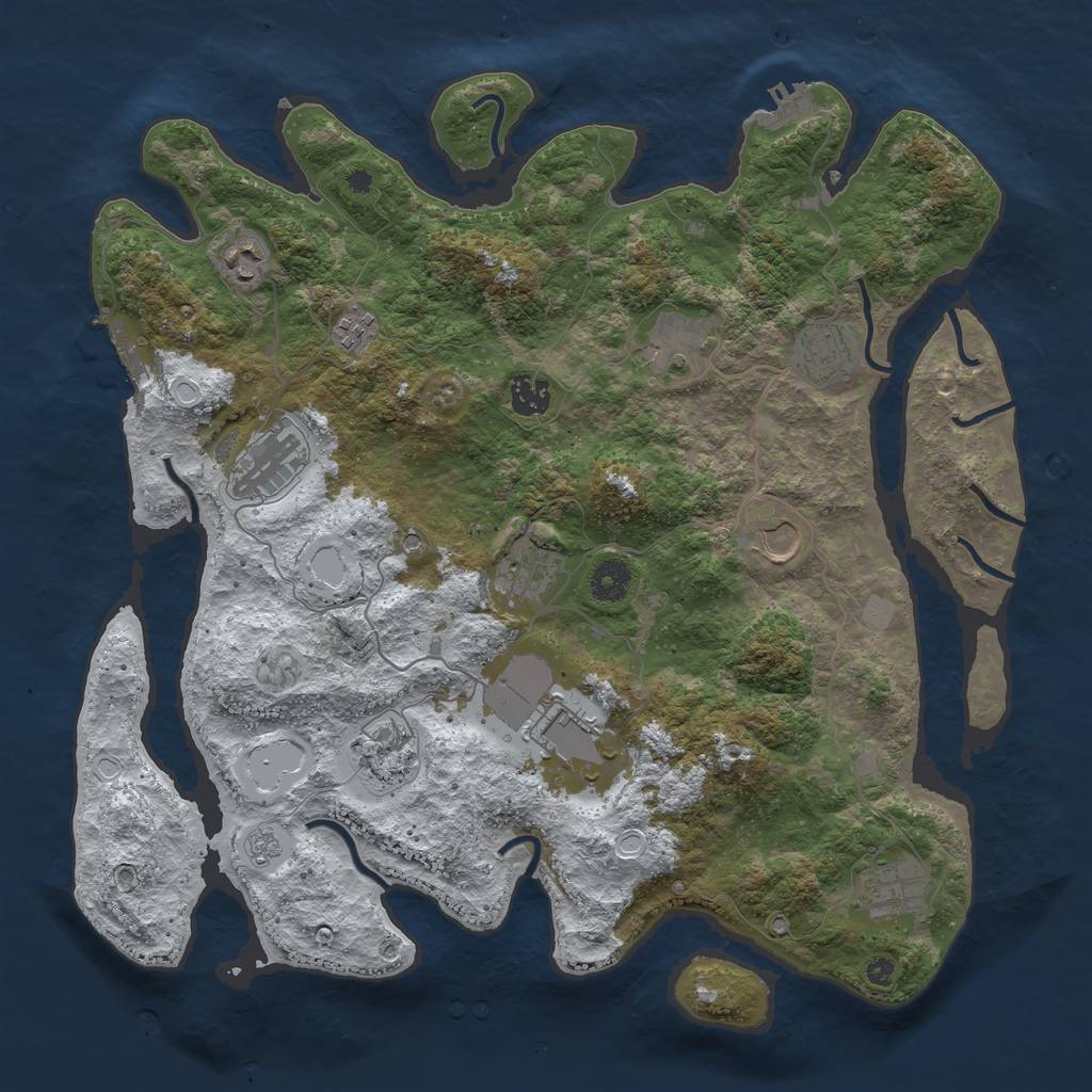 Rust Map: Procedural Map, Size: 3950, Seed: 406170542, 20 Monuments