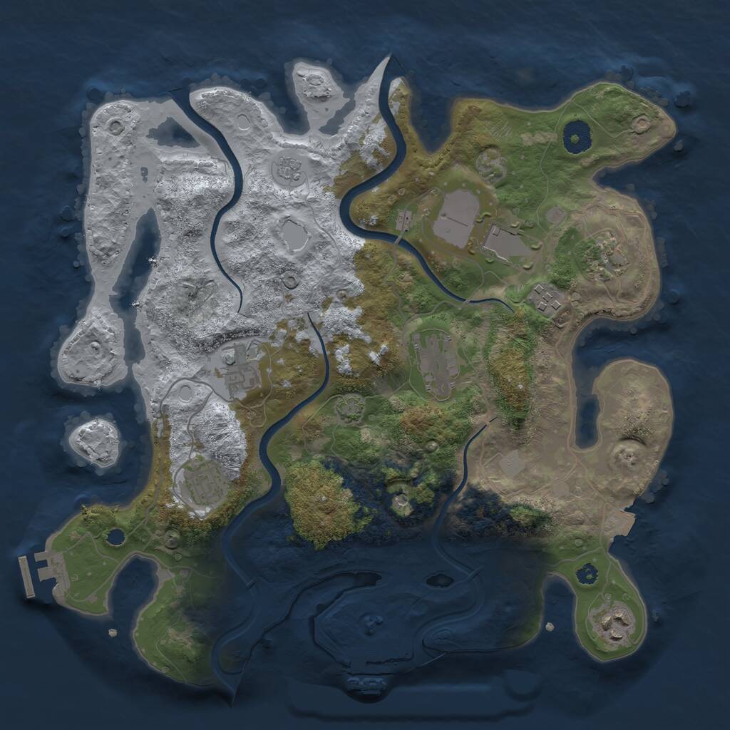 Rust Map: Procedural Map, Size: 3500, Seed: 42948314, 13 Monuments