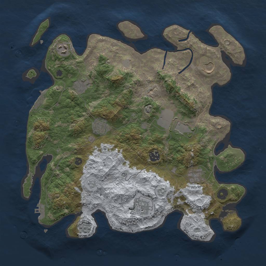 Rust Map: Procedural Map, Size: 3672, Seed: 9547386, 18 Monuments