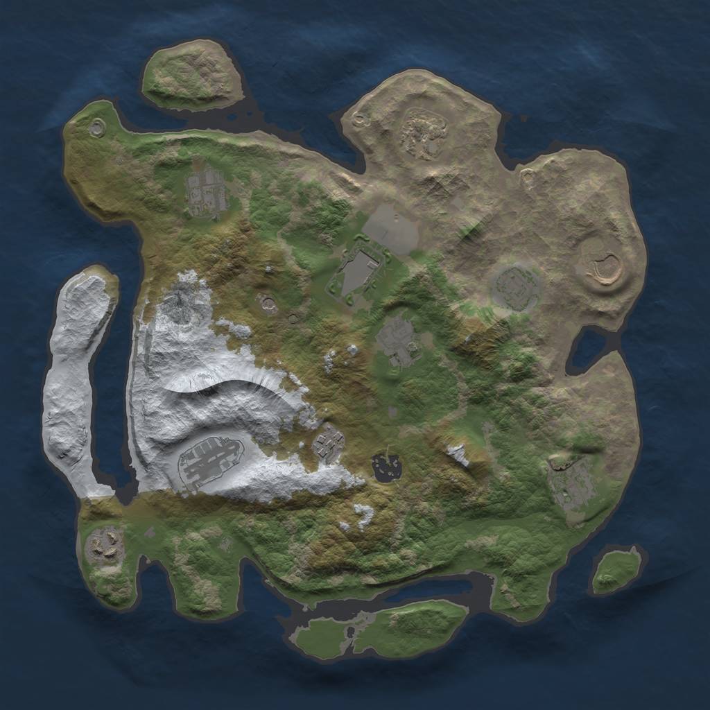 Rust Map: Barren, Size: 3500, Seed: 1090903903, 14 Monuments