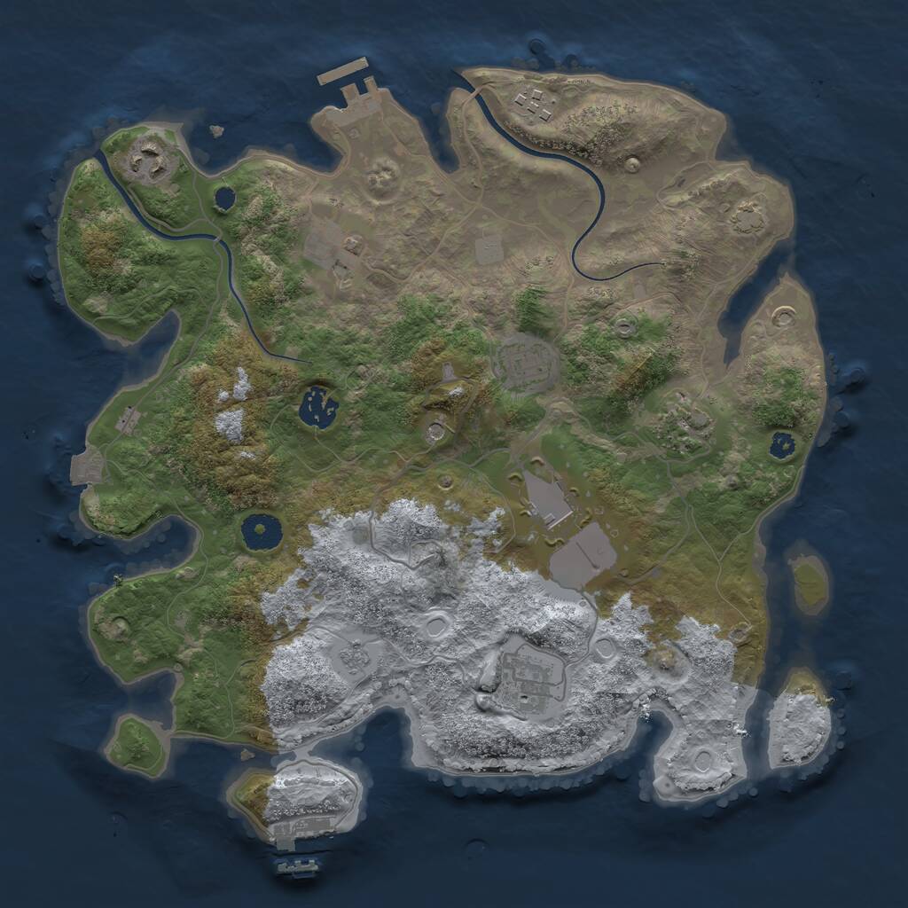 Rust Map: Procedural Map, Size: 3500, Seed: 705848153, 14 Monuments