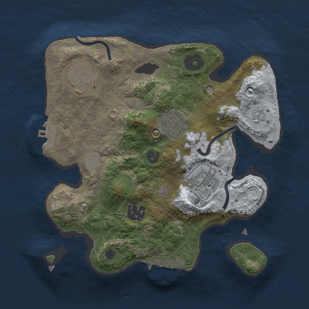 Rust Map: Procedural Map, Size: 2500, Seed: 506538833, 12 Monuments