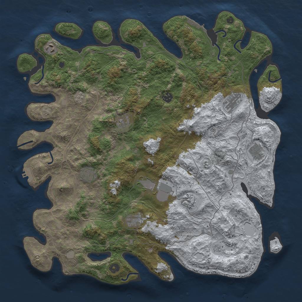 Rust Map: Procedural Map, Size: 4500, Seed: 2397947, 19 Monuments