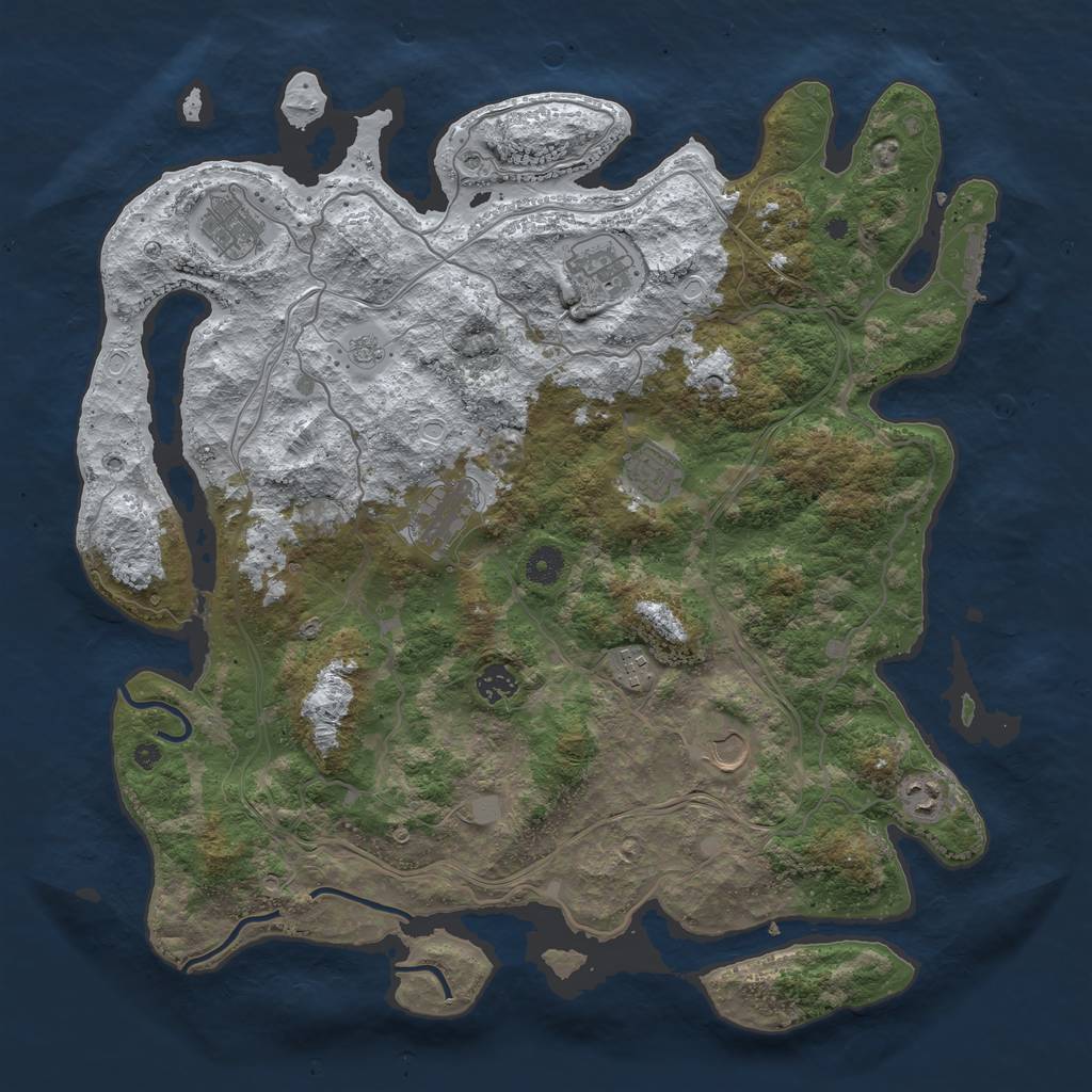 Rust Map: Procedural Map, Size: 4250, Seed: 1796854332, 16 Monuments