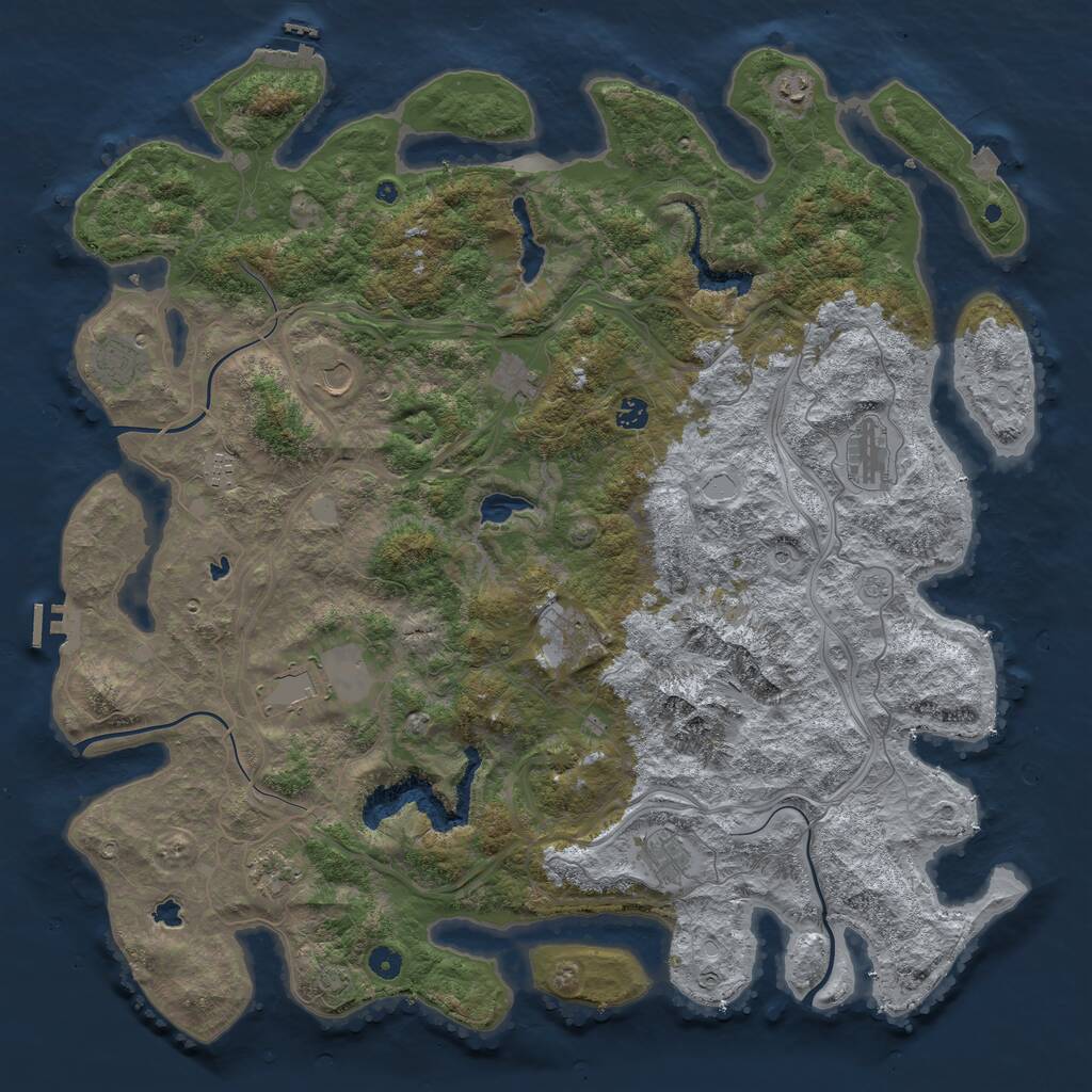 Rust Map: Procedural Map, Size: 5000, Seed: 65418576, 17 Monuments