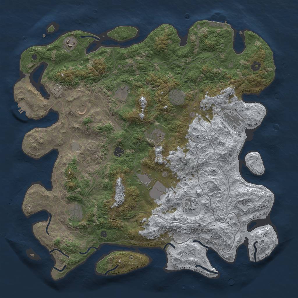 Rust Map: Procedural Map, Size: 4500, Seed: 1414, 20 Monuments