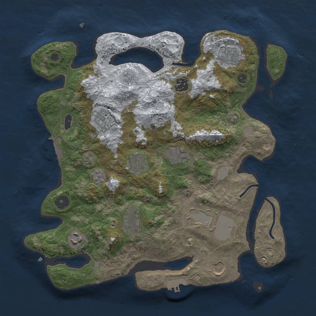 Rust Map: Procedural Map, Size: 3500, Seed: 1856838475, 19 Monuments