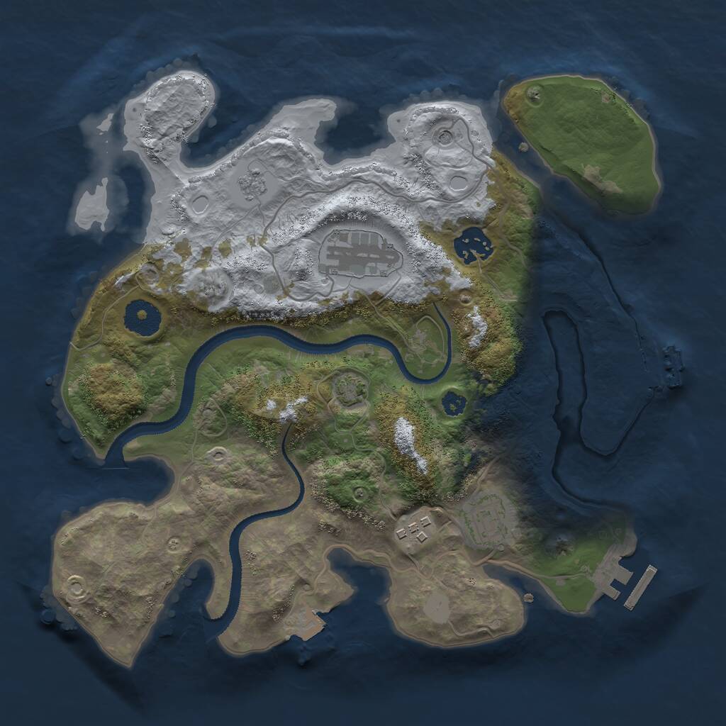 Rust Map: Procedural Map, Size: 3000, Seed: 2115373299, 10 Monuments