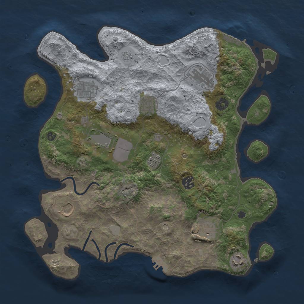 Rust Map: Procedural Map, Size: 3500, Seed: 1997180017, 16 Monuments