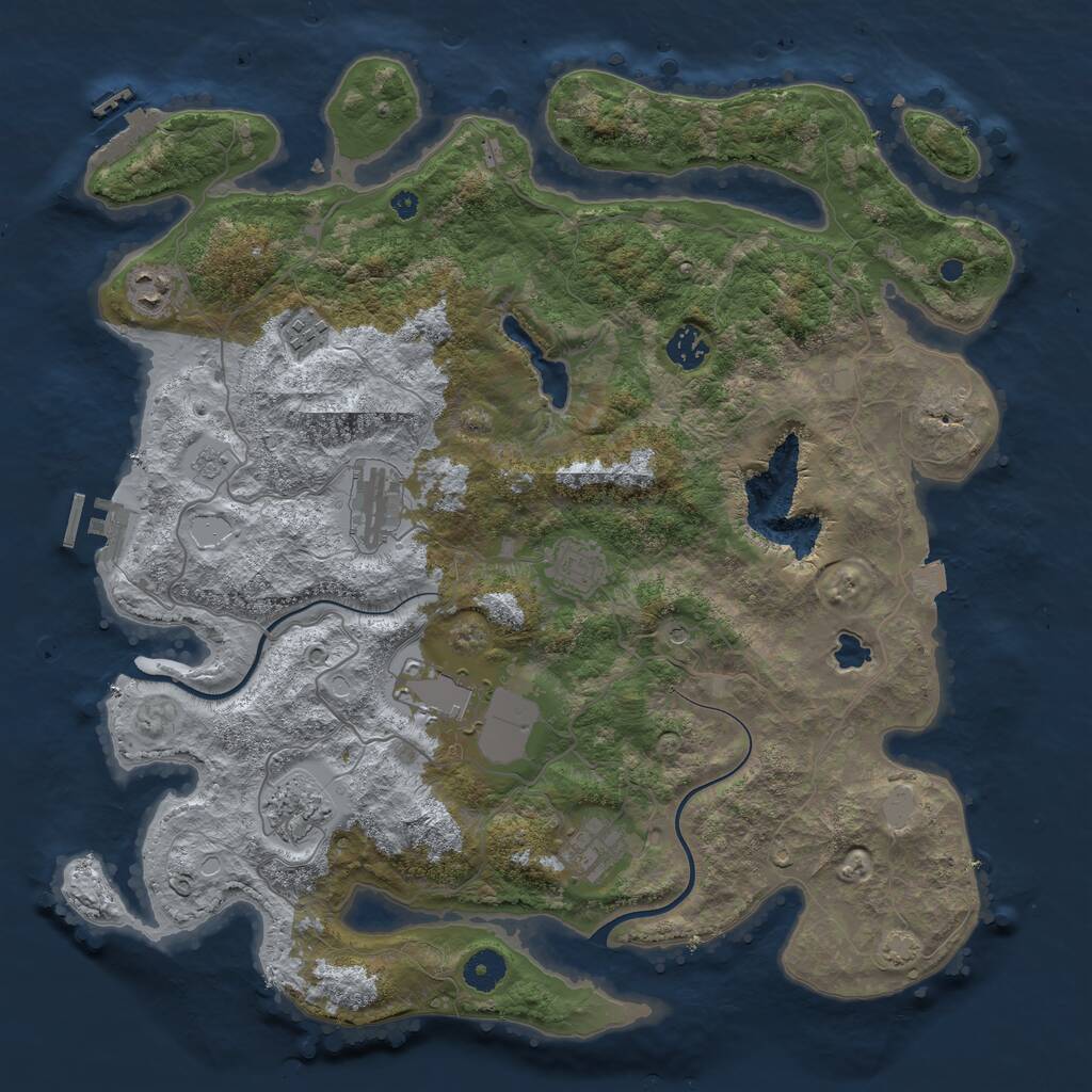 Rust Map: Procedural Map, Size: 4000, Seed: 115974922, 14 Monuments