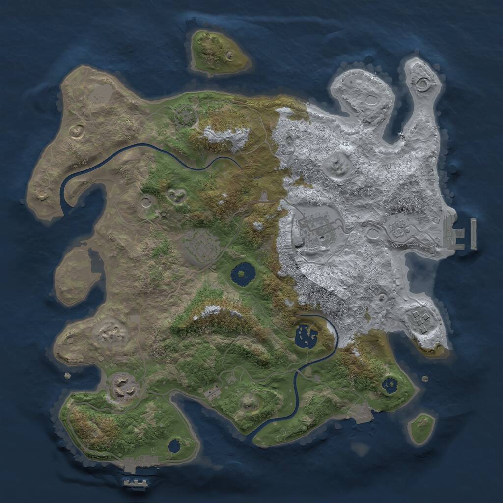 Rust Map: Procedural Map, Size: 3200, Seed: 224577, 11 Monuments