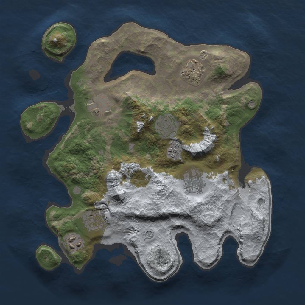 Rust Map: Barren, Size: 3050, Seed: 928347, 10 Monuments