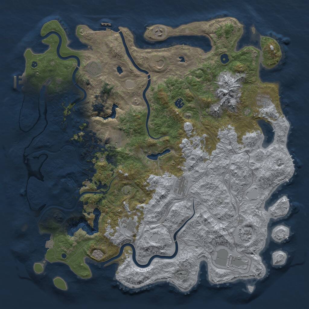 Rust Map: Procedural Map, Size: 5000, Seed: 60222, 17 Monuments