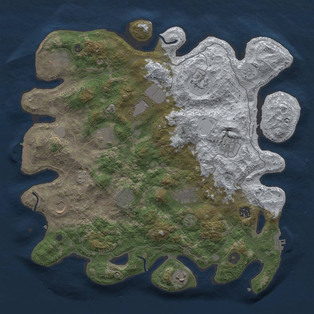 Rust Map: Procedural Map, Size: 4000, Seed: 1044640732, 20 Monuments