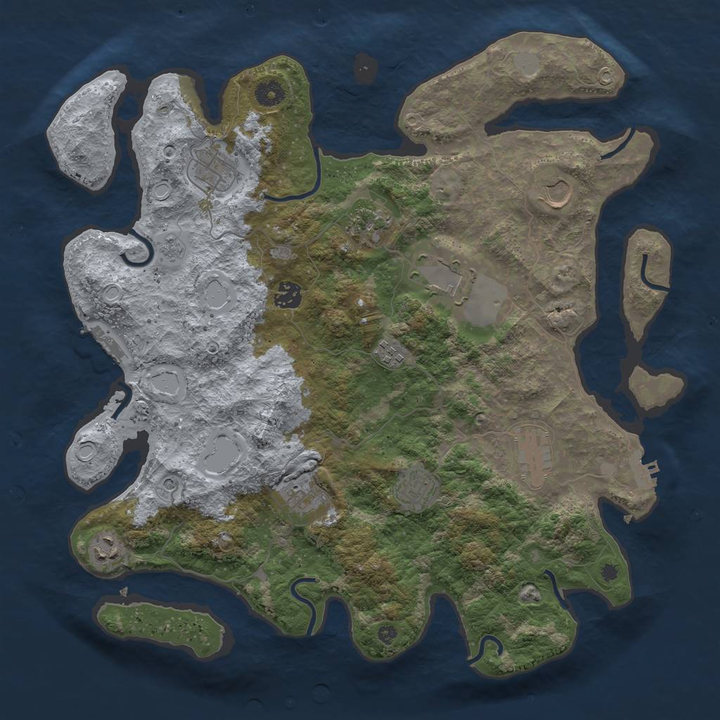 Rust Map: Procedural Map, Size: 3850, Seed: 593066346, 19 Monuments