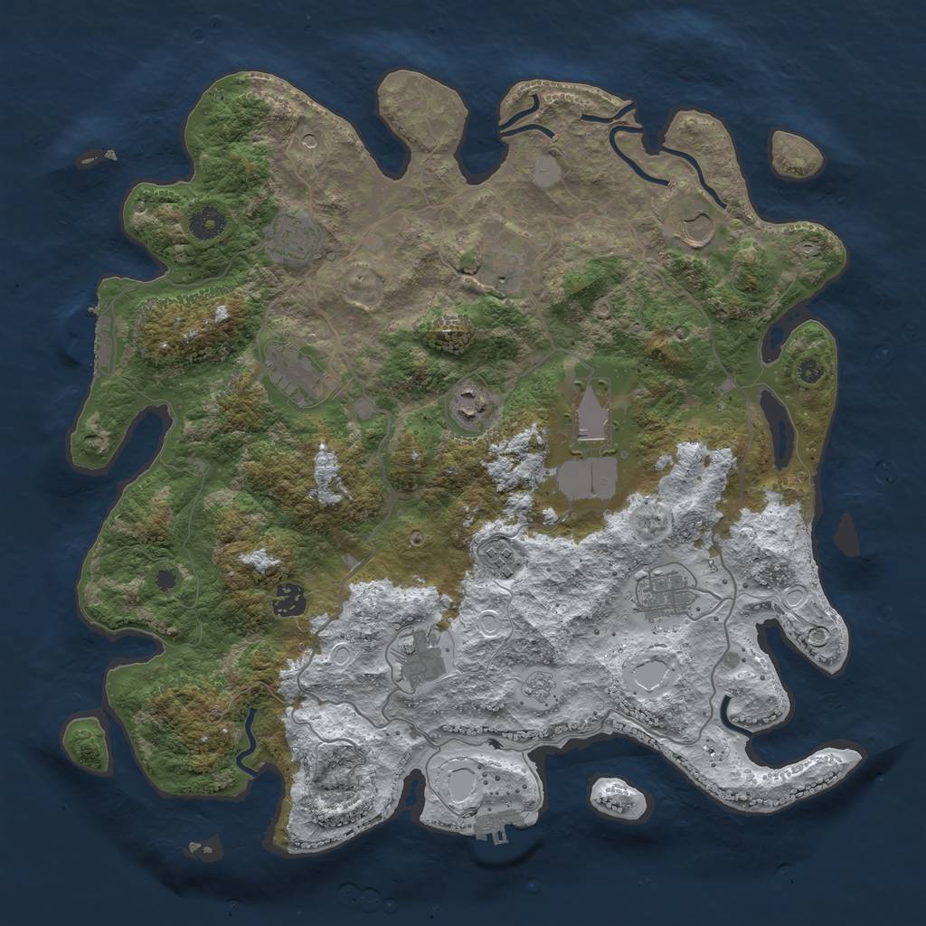 Rust Map: Procedural Map, Size: 4000, Seed: 103252, 19 Monuments