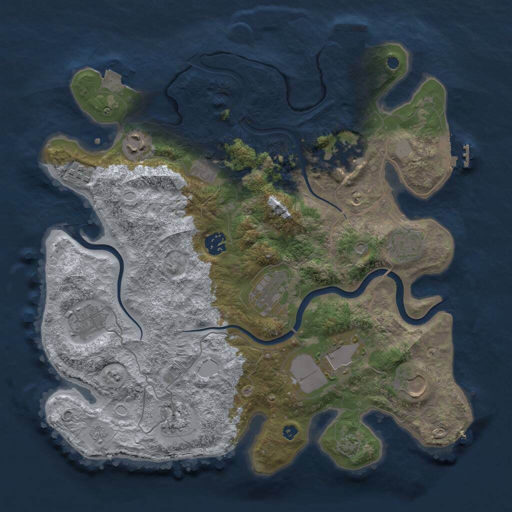 Rust Map: Procedural Map, Size: 3500, Seed: 106053940, 17 Monuments