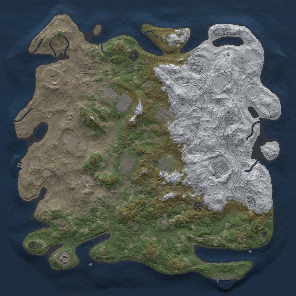 Rust Map: Procedural Map, Size: 4480, Seed: 1235294007, 20 Monuments