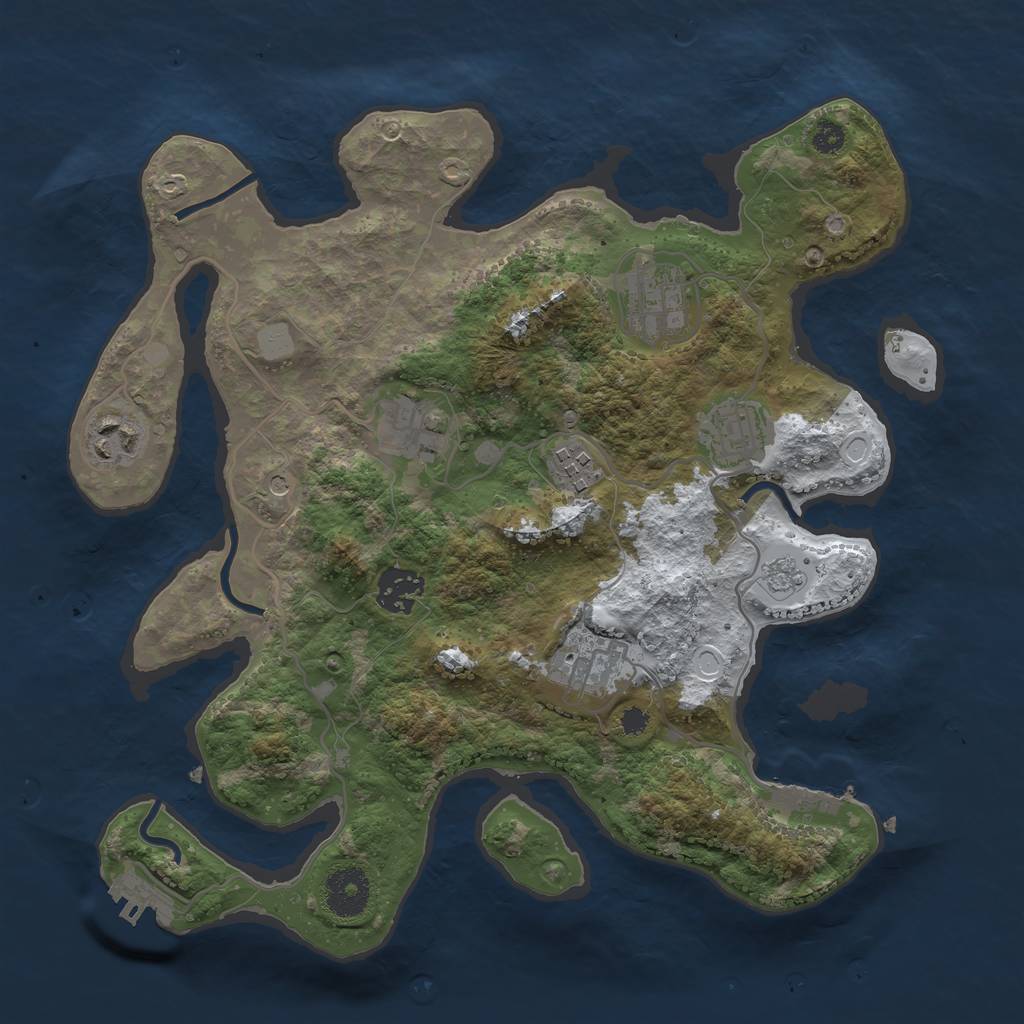 Rust Map: Procedural Map, Size: 3250, Seed: 31543193, 16 Monuments