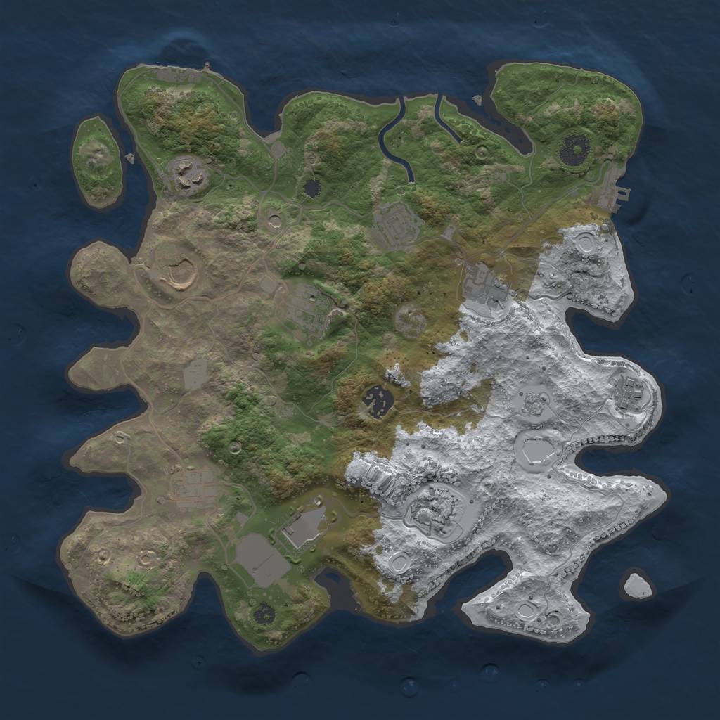 Rust Map: Procedural Map, Size: 3500, Seed: 891677623, 19 Monuments