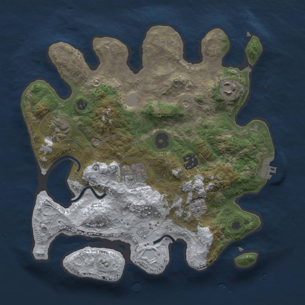 Rust Map: Procedural Map, Size: 3000, Seed: 227564, 13 Monuments