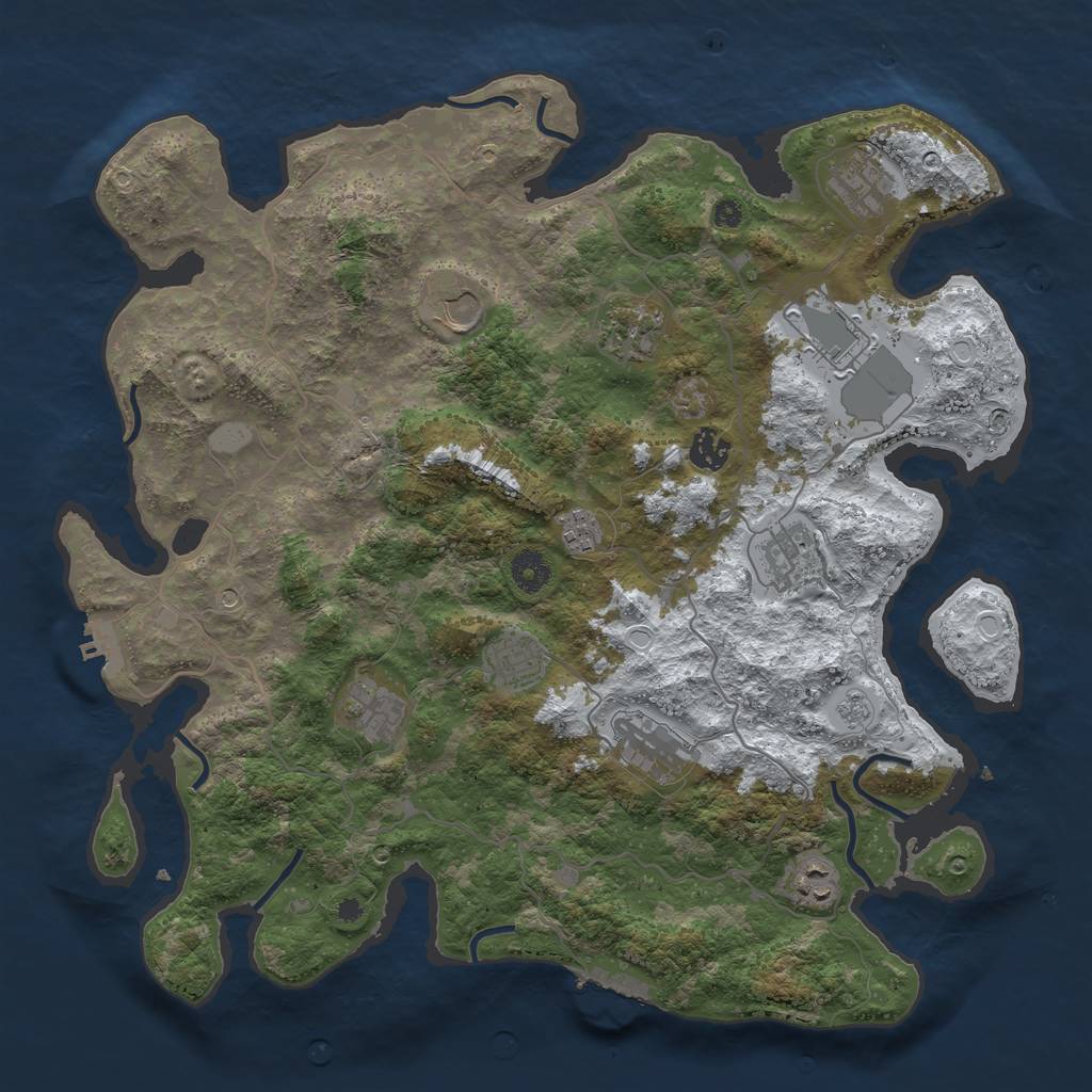 Rust Map: Procedural Map, Size: 4000, Seed: 347342, 20 Monuments