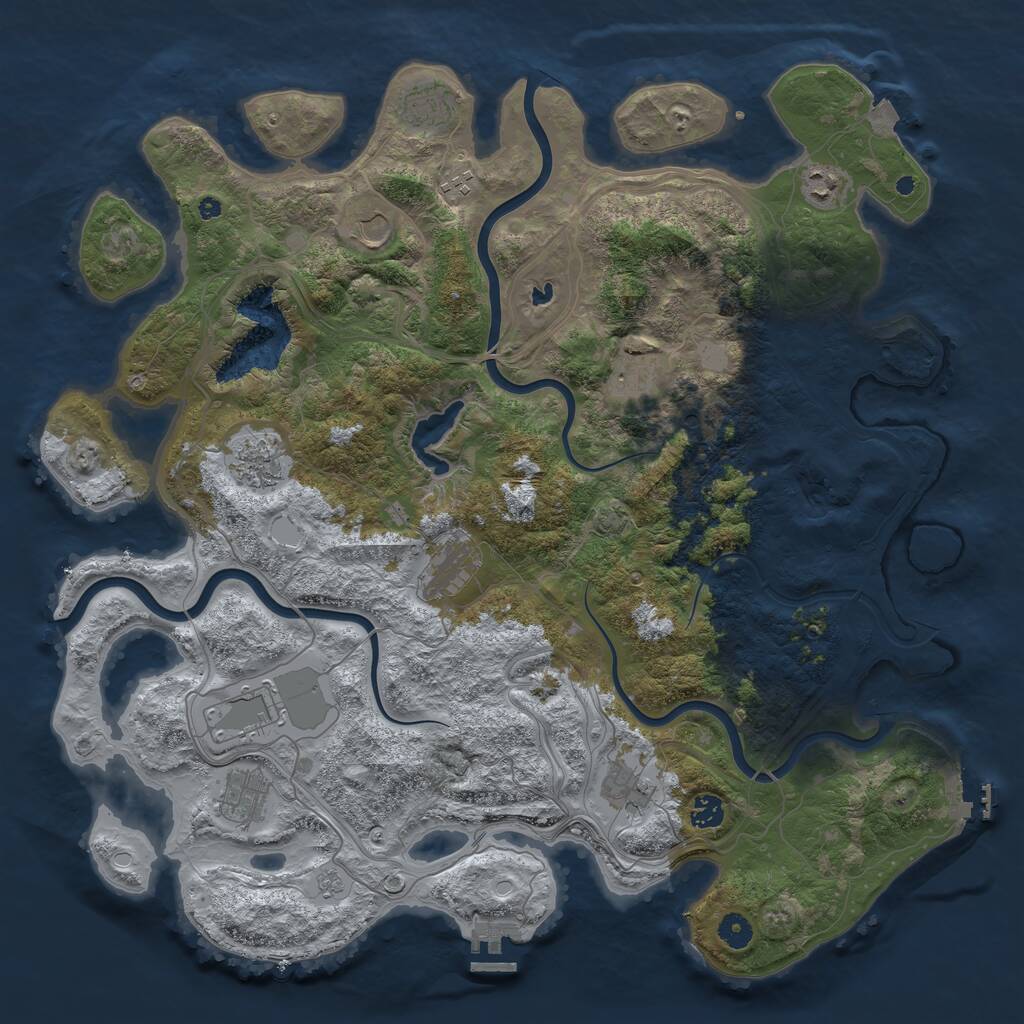 Rust Map: Procedural Map, Size: 4500, Seed: 436095701, 17 Monuments