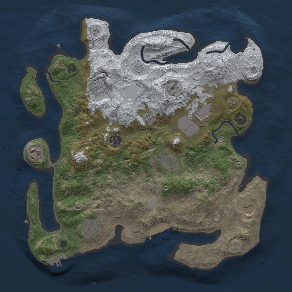 Rust Map: Procedural Map, Size: 3550, Seed: 47779265, 17 Monuments