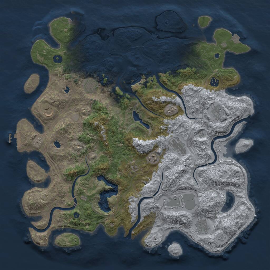 Rust Map: Procedural Map, Size: 4500, Seed: 8543, 16 Monuments