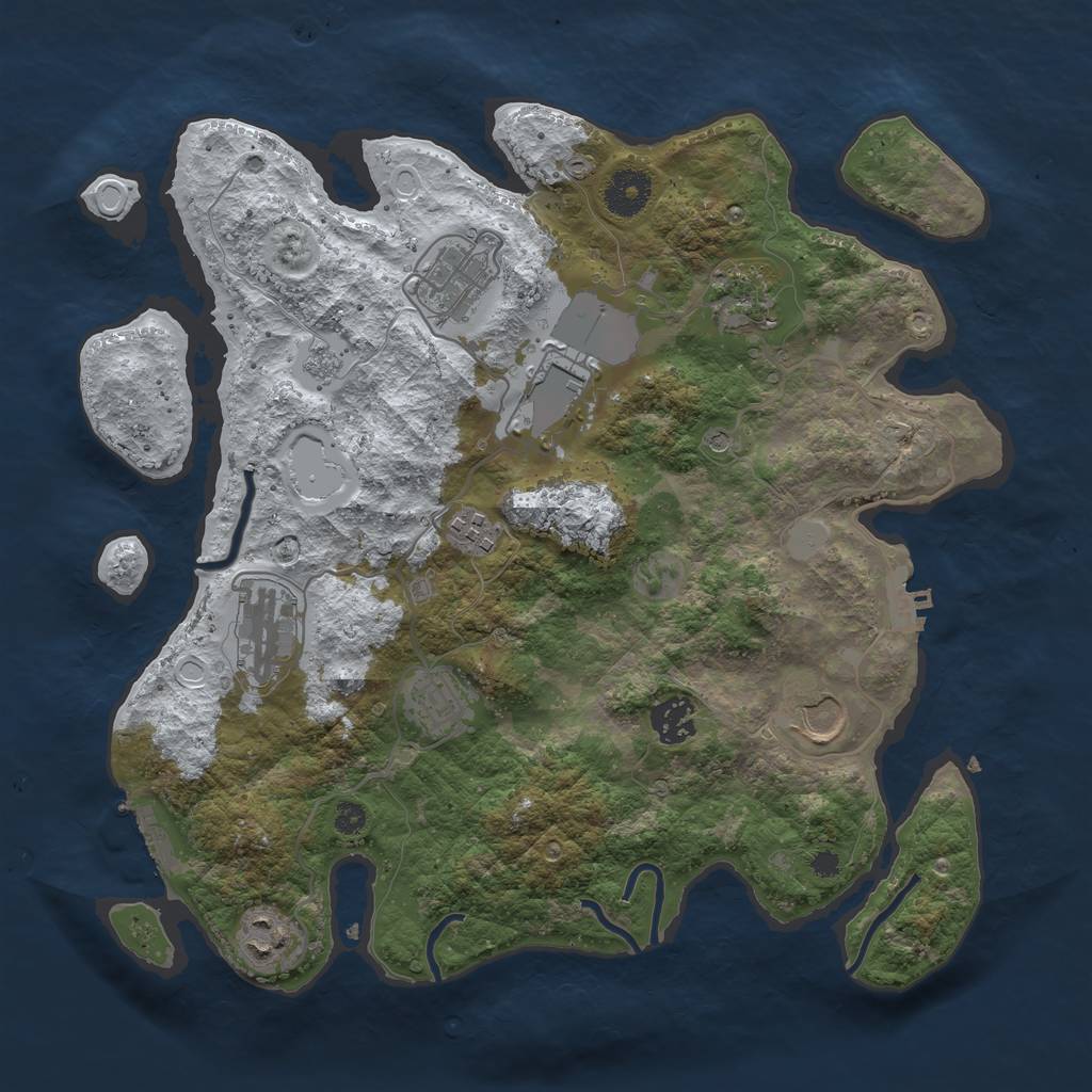 Rust Map: Procedural Map, Size: 3500, Seed: 77413006, 18 Monuments