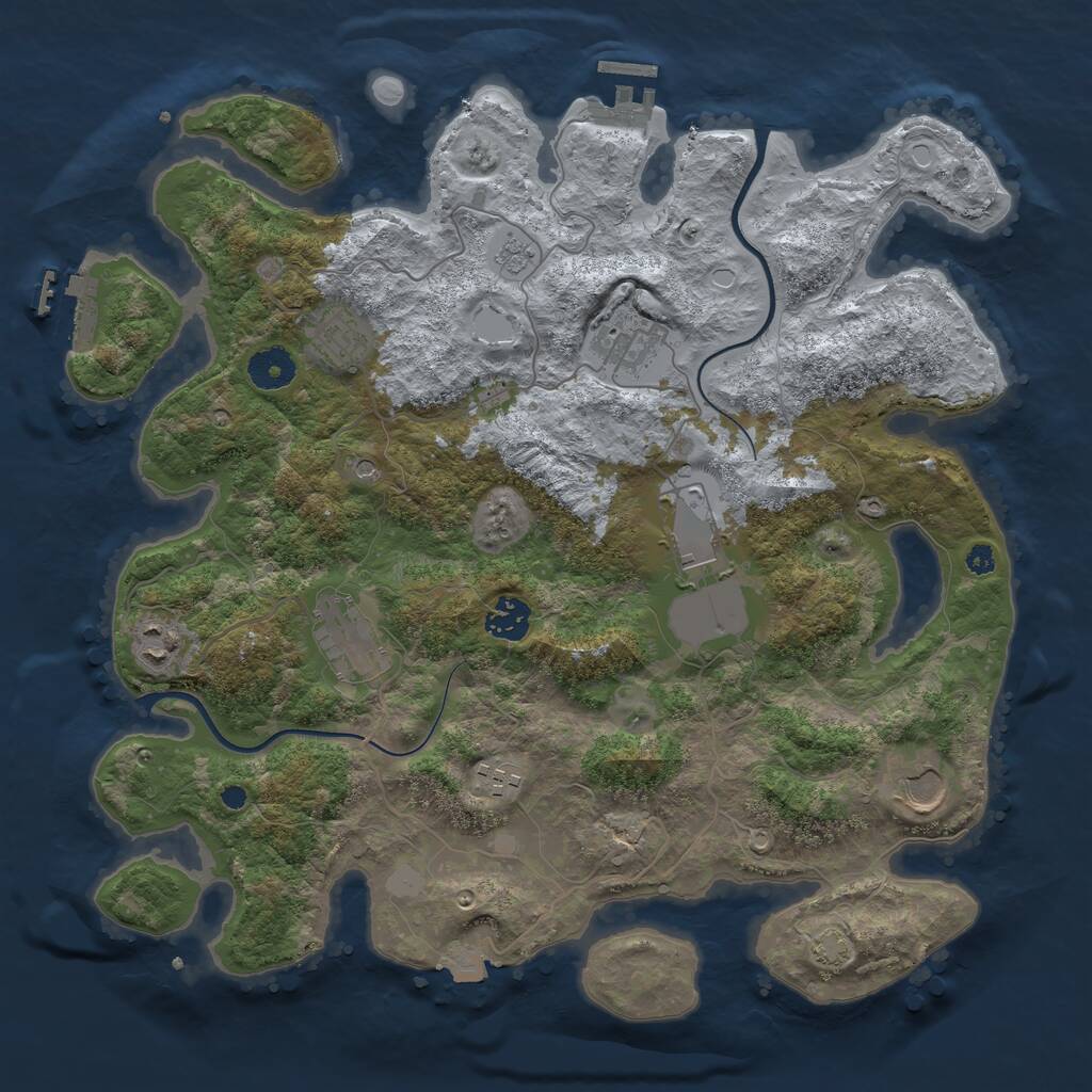 Rust Map: Procedural Map, Size: 3700, Seed: 752413, 14 Monuments