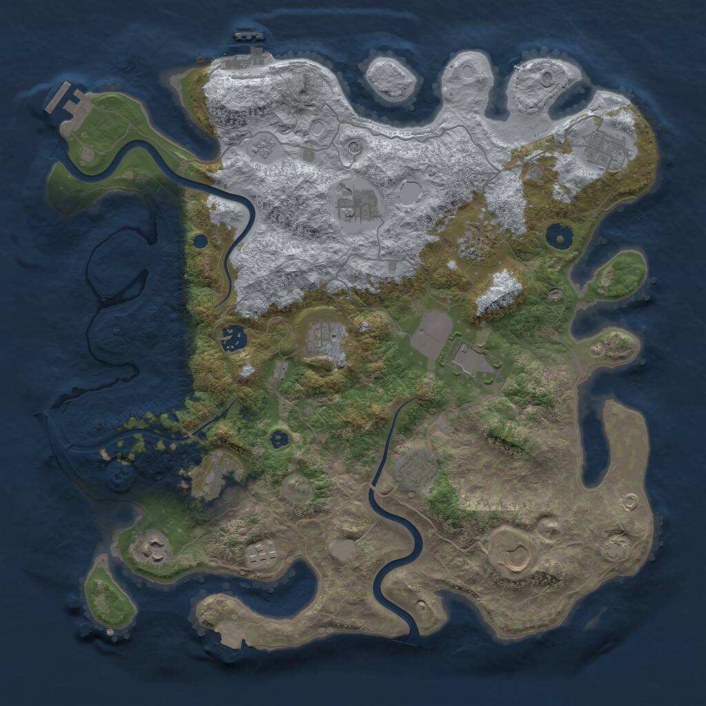 Rust Map: Procedural Map, Size: 3950, Seed: 276894586, 17 Monuments