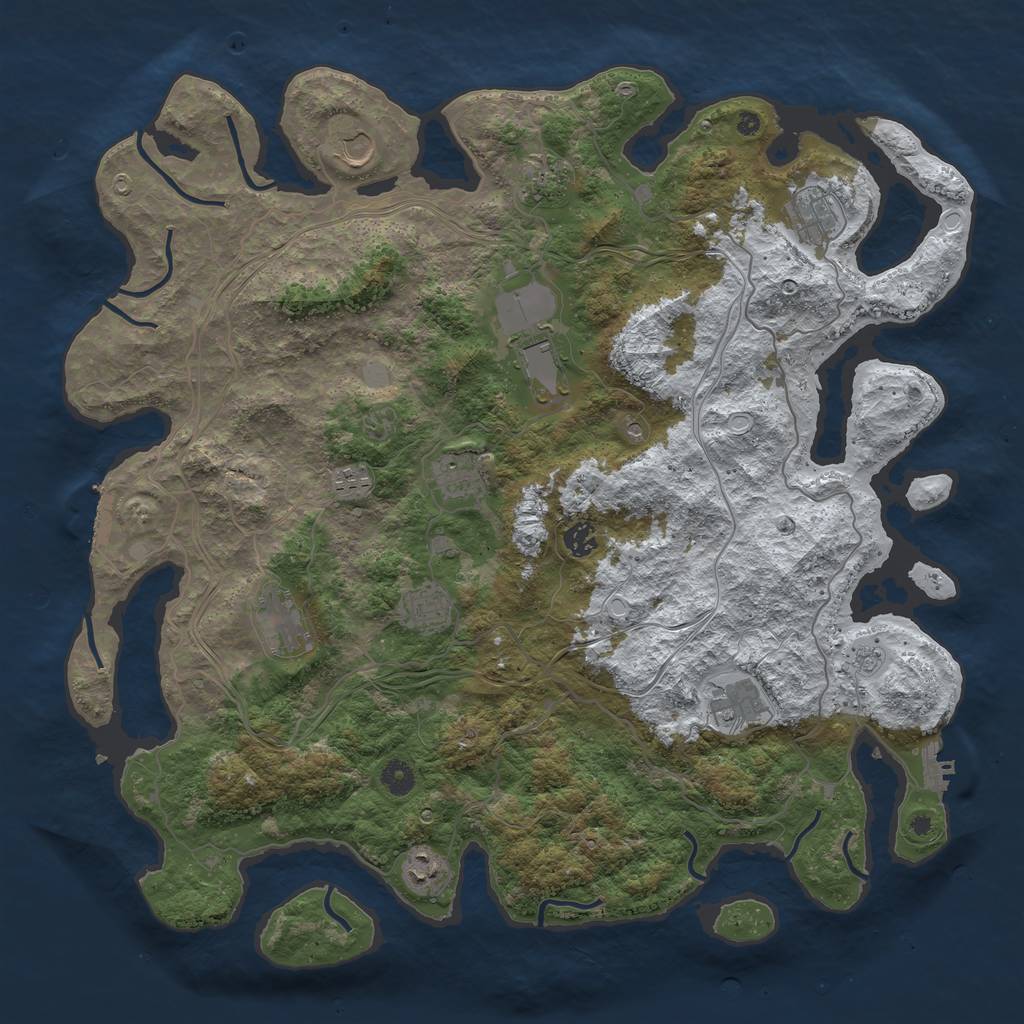Rust Map: Procedural Map, Size: 4500, Seed: 70553994, 20 Monuments