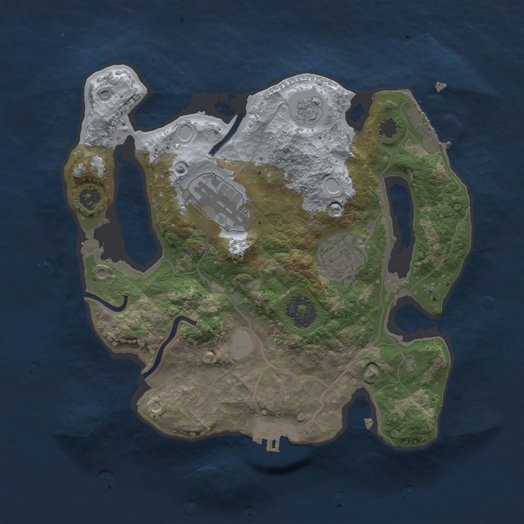 Rust Map: Procedural Map, Size: 2500, Seed: 1049932331, 10 Monuments