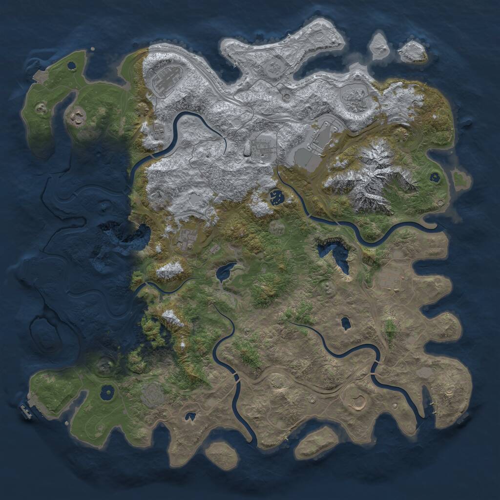 Rust Map: Procedural Map, Size: 5000, Seed: 523697, 17 Monuments