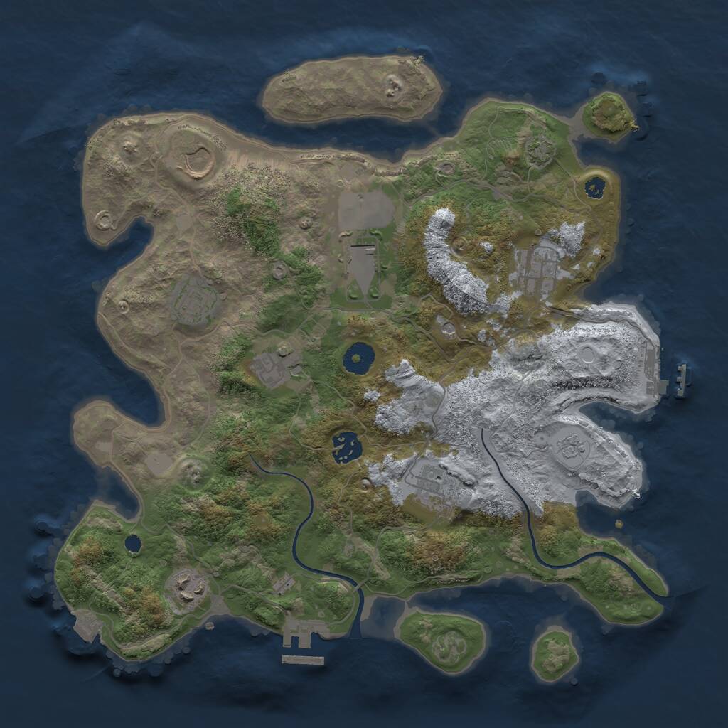 Rust Map: Procedural Map, Size: 3500, Seed: 1285992926, 14 Monuments