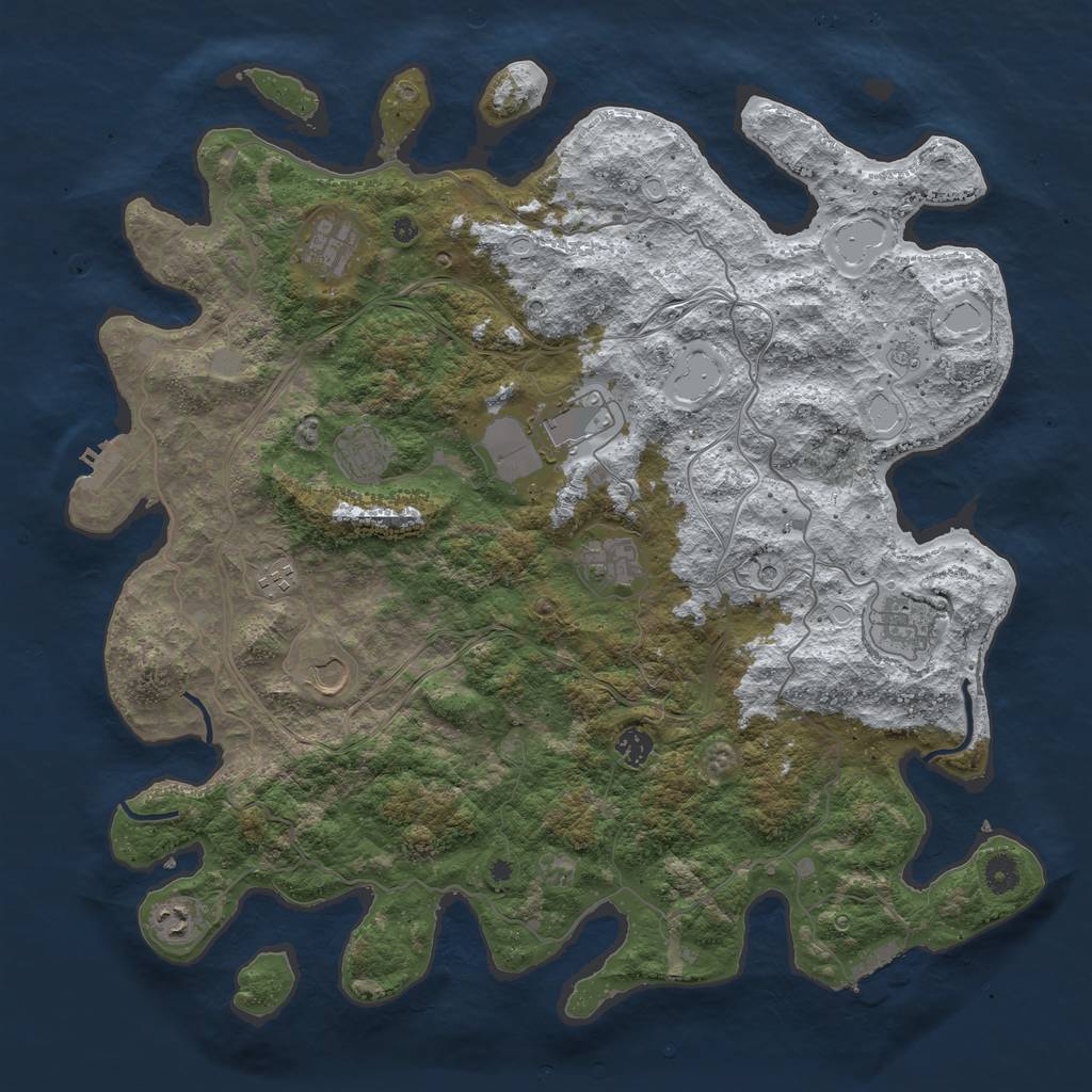 Rust Map: Procedural Map, Size: 4500, Seed: 1400598480, 18 Monuments