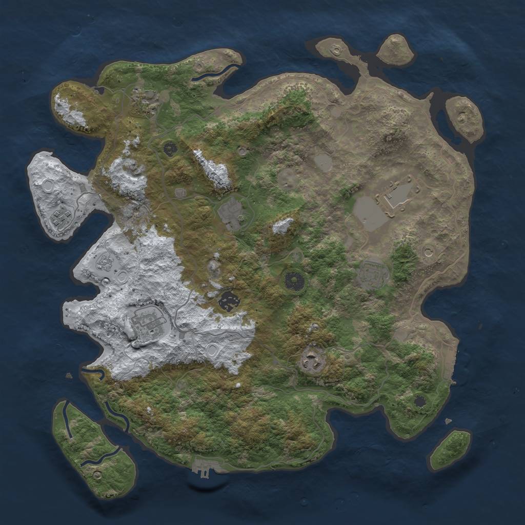 Rust Map: Procedural Map, Size: 4000, Seed: 770723, 17 Monuments
